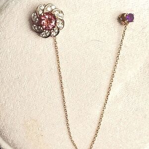 RG Plated Salmon Sorbet Quartz Amethyst Zircon Chain Earring